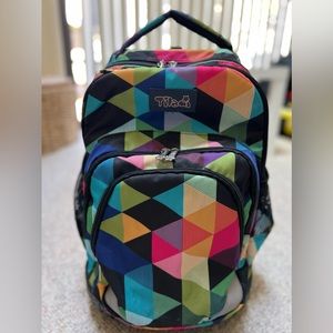 Backpack has wheels for girls and boys